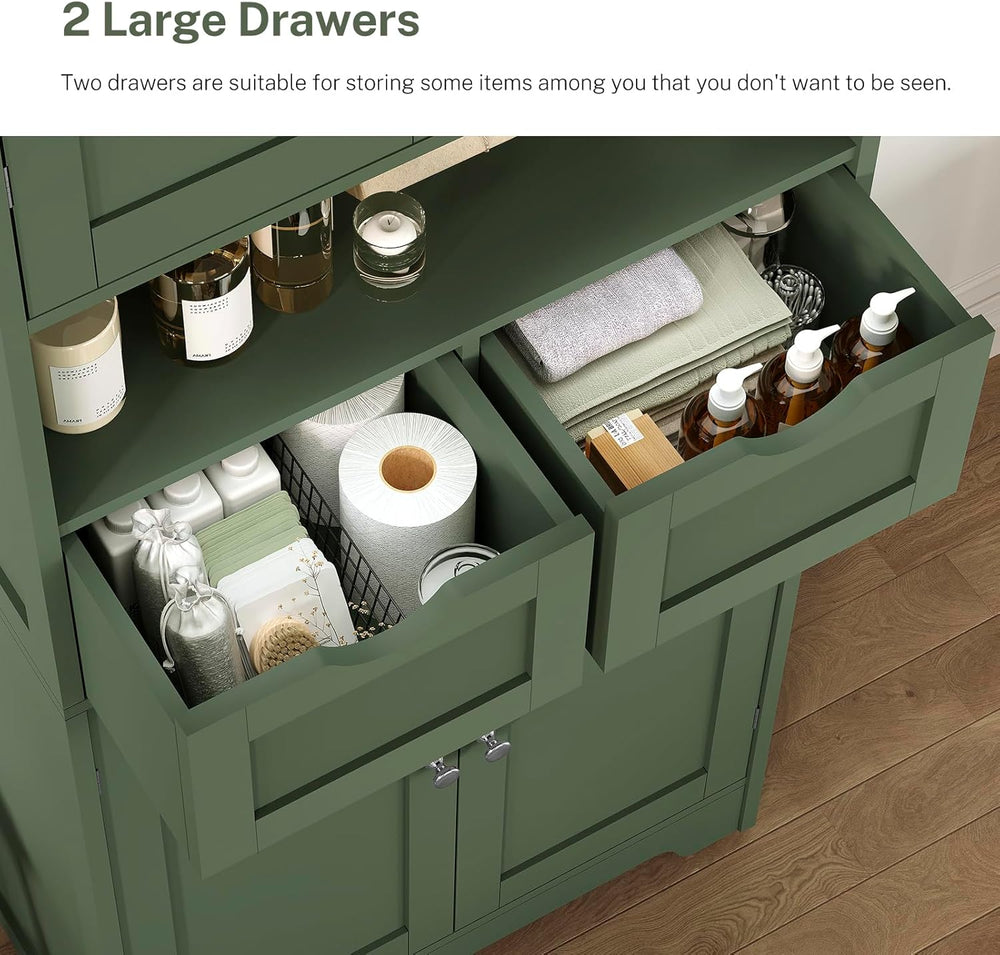 57.8"H Tall Bathroom Storage Cabinet with 4 Doors & 2 Adjustable She...