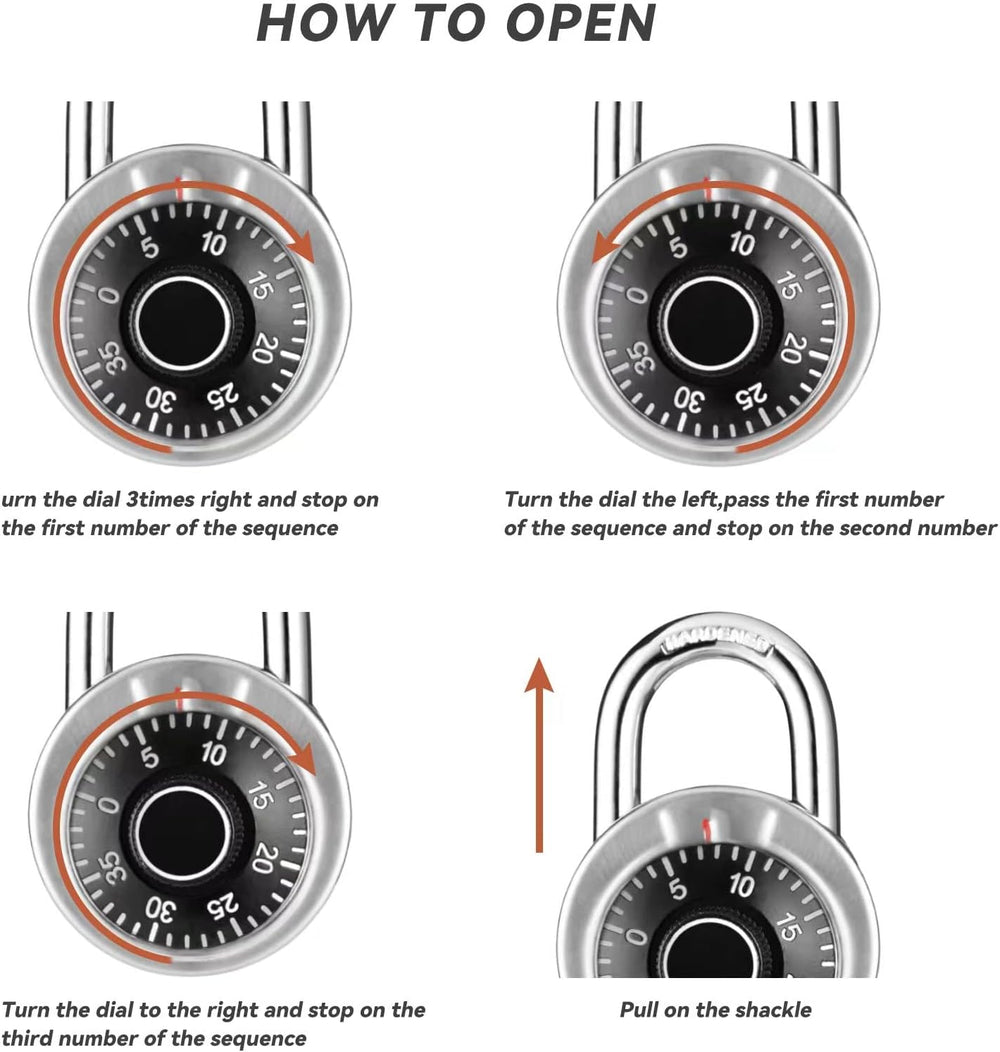 FIGODE® Locker Lock, Combination Lock, Black Dial, Each Lock with Different C...