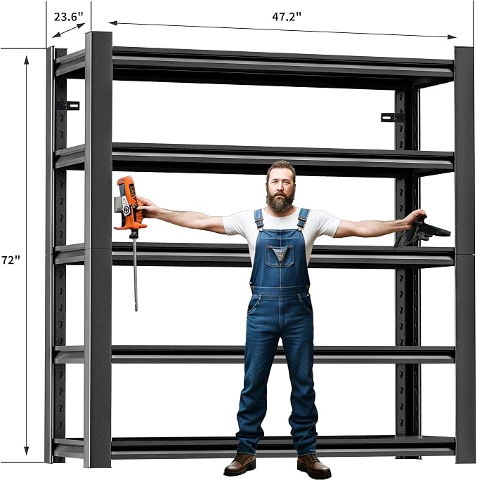 Garage Shelving, 5 Tier 72"X47.2"X23.6"Inches, Storage Shelves...