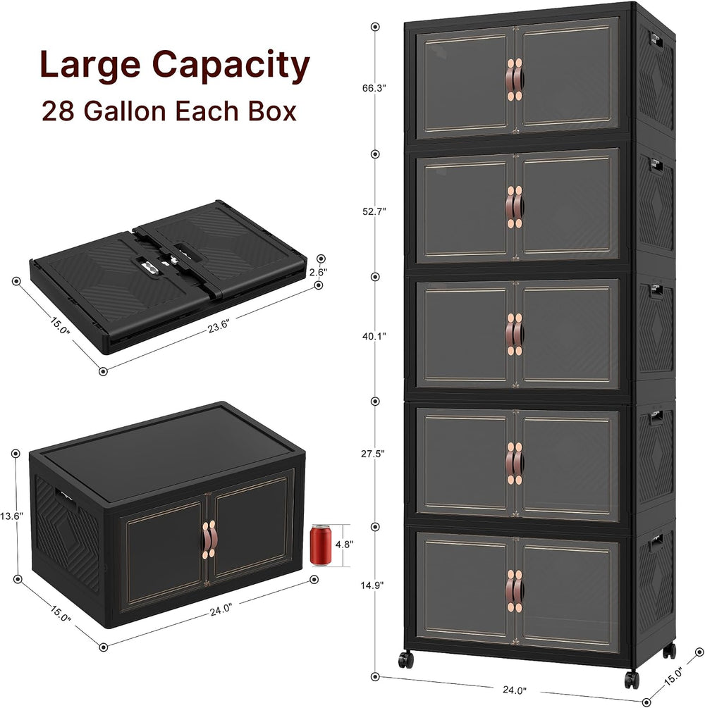 Stackable Storage Bins with Lids, 550QT Lockable Storage Cabinet