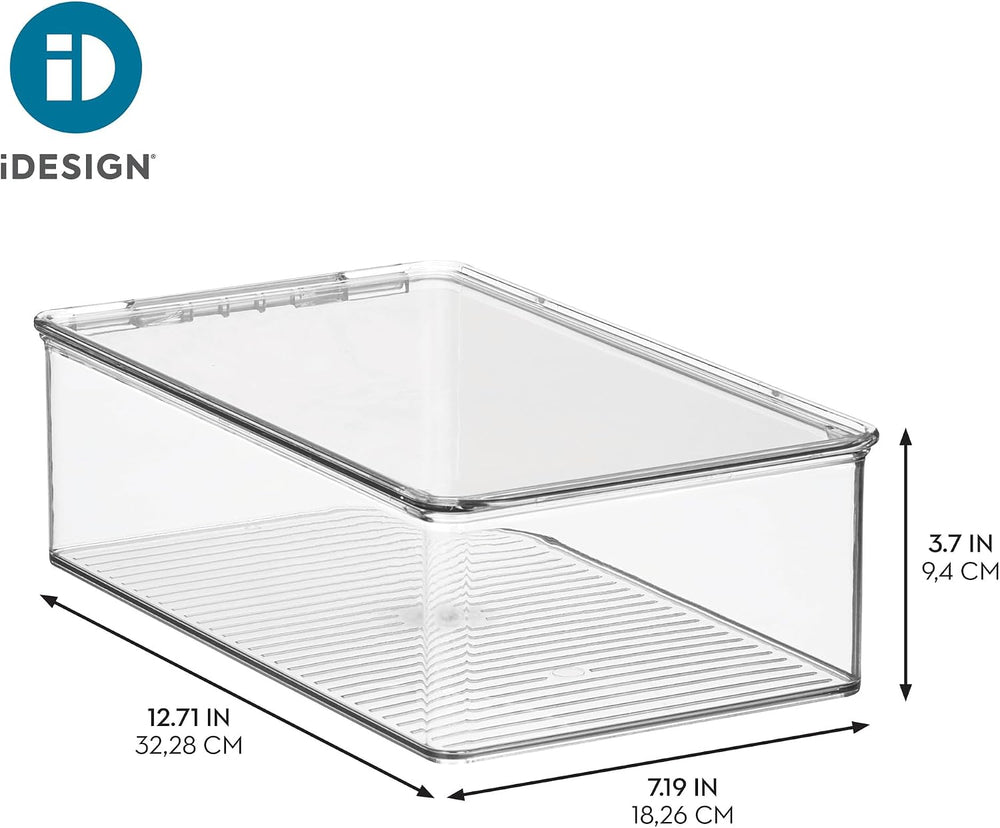 iDesign Stackable Plastic Shoe Box with Hinged-Lid, Set of 4, Clear