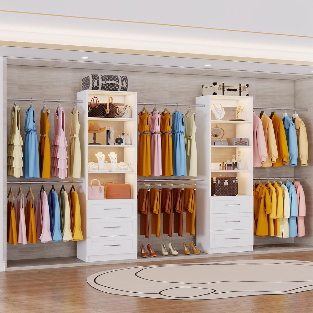 Closet System with 6 Drawers, 5FT-15FT Custom Closet Organizer System Modular...