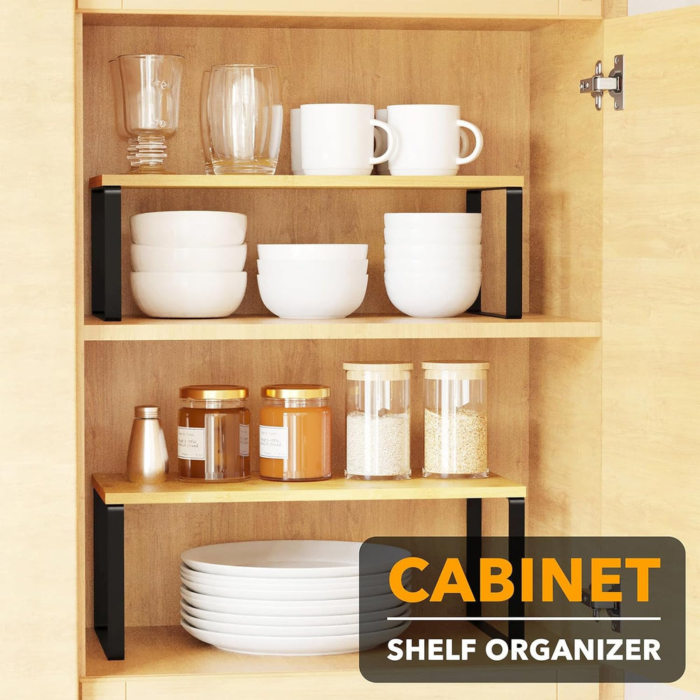 SpaceAid Cabinet Shelf Organizers 2 Pack, Kitchen Counter Rack Shelves Riser,...