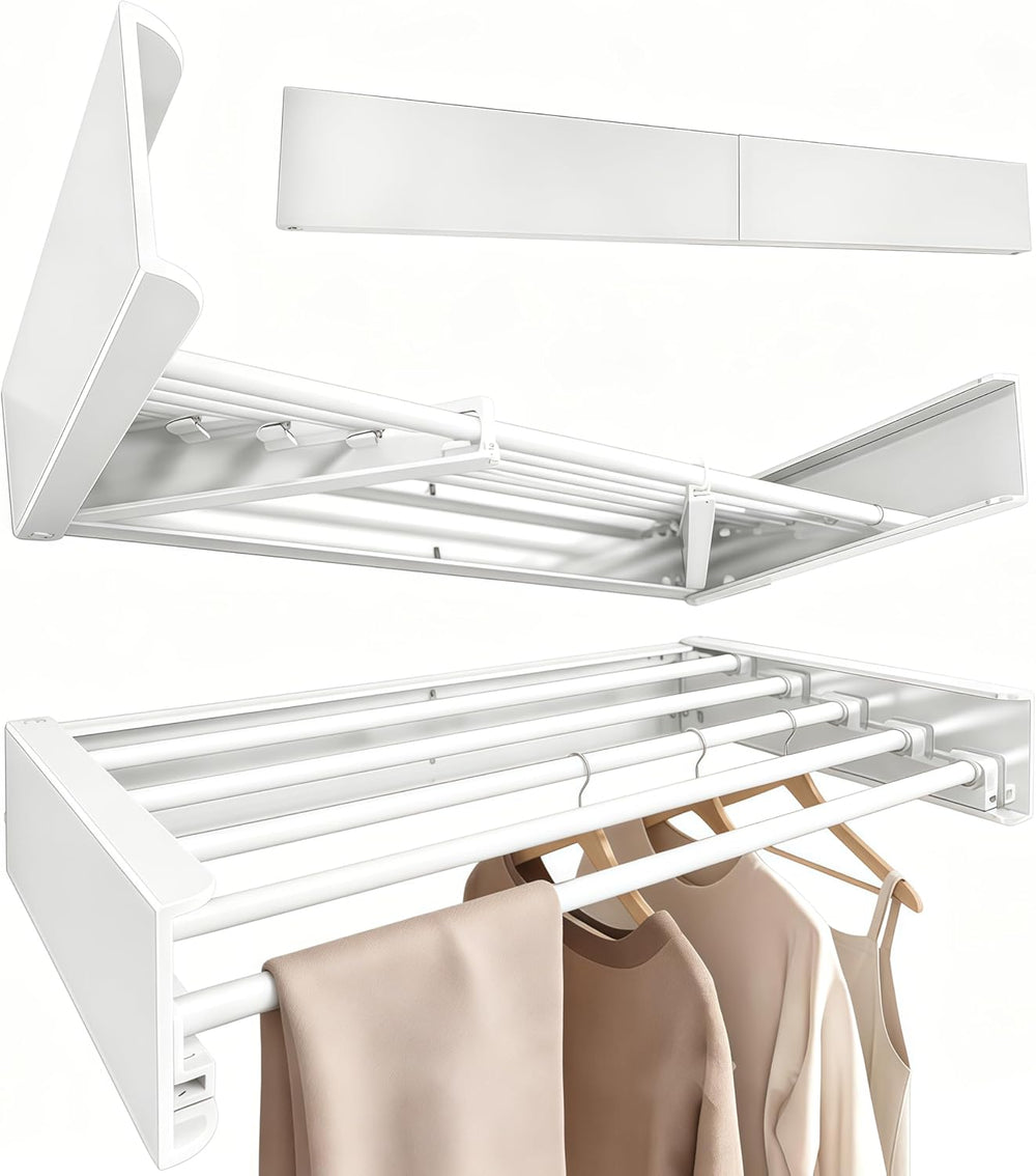 Wall Mounted Clothes Drying Rack 31.5" Wide,Foldable Wall Mount Laundry ...
