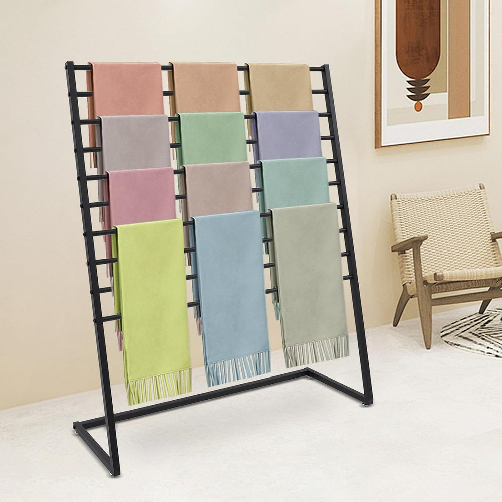 10 Tier Scarf Display Stand, 47.24In Metal Scarf Holder Organizer, Freestandi...