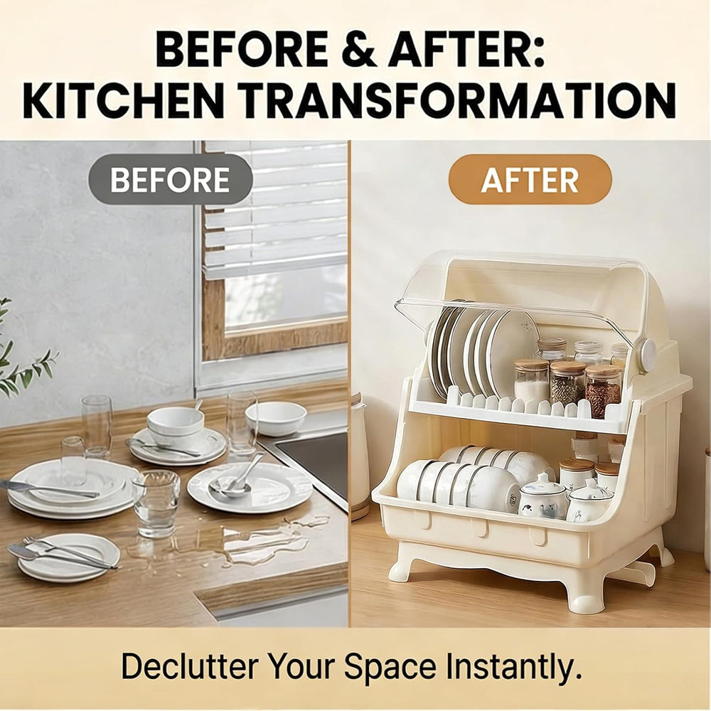 Pilipane Dish Drying Rack, Bottle Dryer Holder with Cover Lid and Removable D...