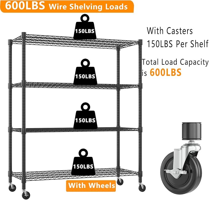 Himimi Storage Shelves 60" W Wire Shelving