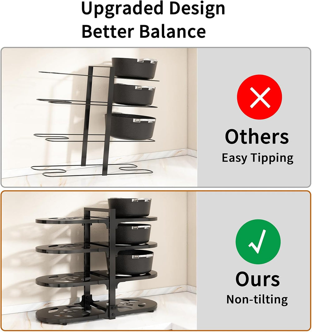 Adjustable Heavy Duty Pots and Pans Organizer Under Cabinet, 8-Tier Pot and P...
