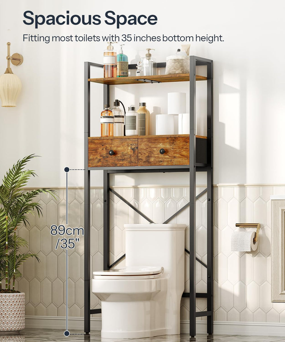 HOOBRO Over The Toilet Storage Rack with 2 Drawers, 3-Tier Bathroom Organizer...