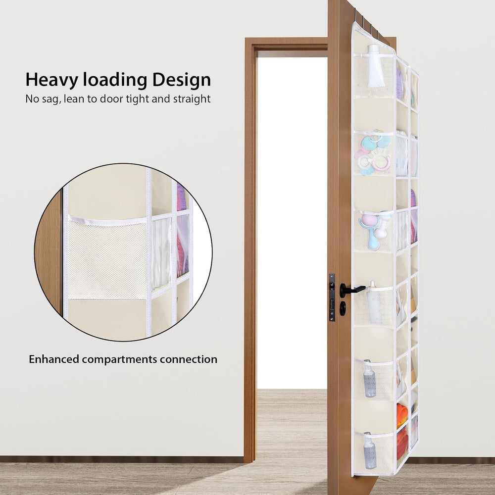 Univivi Hanging Door Organizer, 6 Tiers Large Over Door Storage, Beige