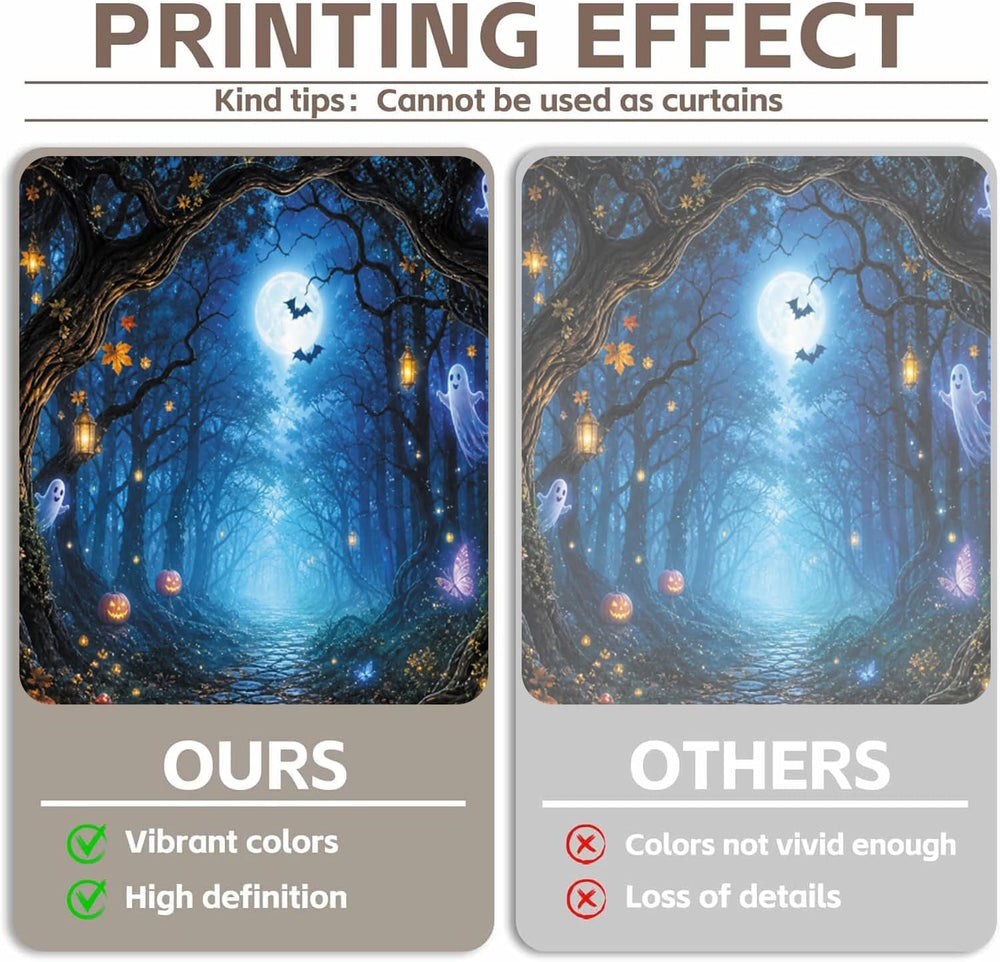 Leowefowa Halloween Enchanted Forest Backdrop 10x8ft Cute Ghost Glowing Lante...