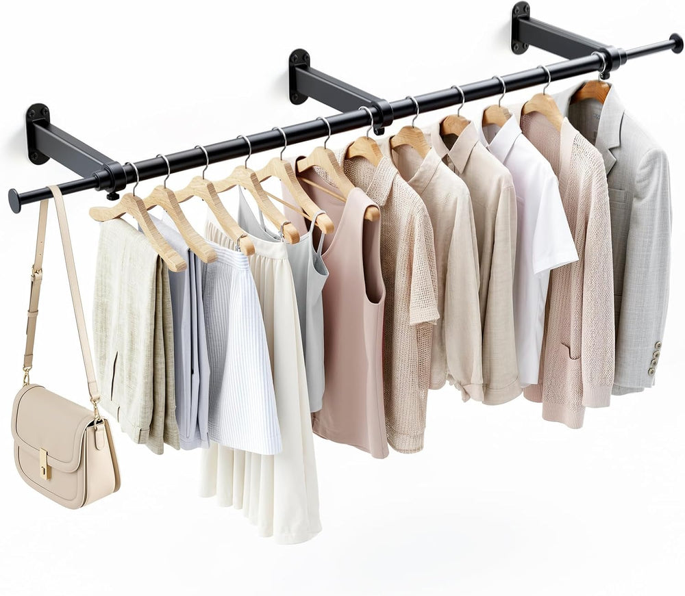 Luxspire 41" Extendable Wall Mount Clothes Rack for Clothes Bedroom, 1 Pack