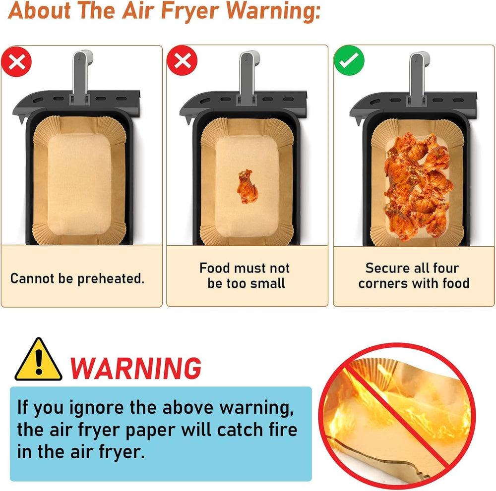 Air Fryer Liners Disposable, Rectangular Airfryer Paper Liners for Ninja 2-Ba...