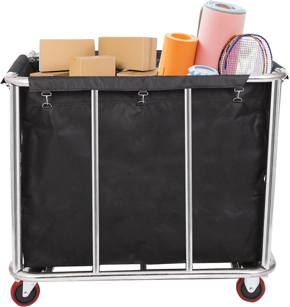 12 Bushels Laundry Cart Commercial/Home,Heavy Duty Large Stainless Steel Roll...
