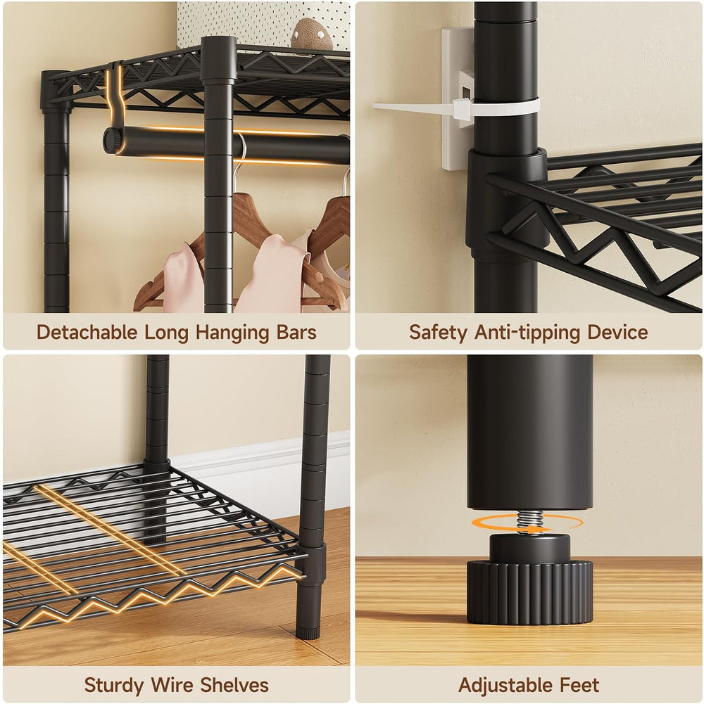 ONBRILL F5 Heavy Duty Clothes Rack Freestanding Modular Closet System Black