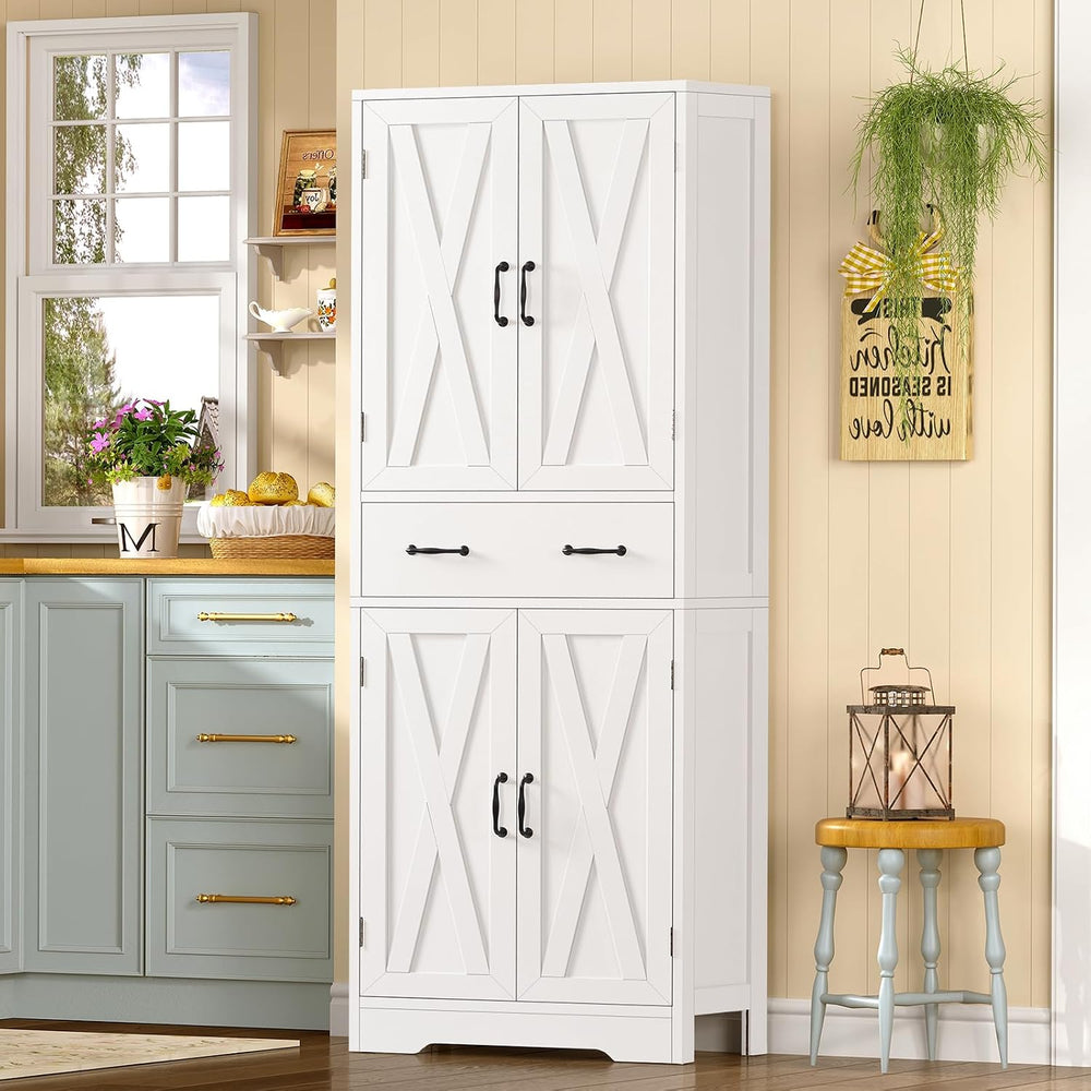 TEENFON Storage Cabinet, Pantry Cabinet with 2 Adjustable Shelves & Large...