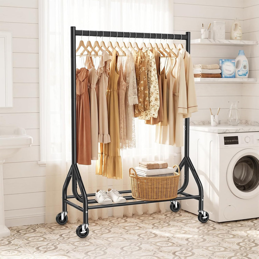 Heavy Duty Clothes Rack Load 268 LBS, 31.5 inch Hanging Rod, Black