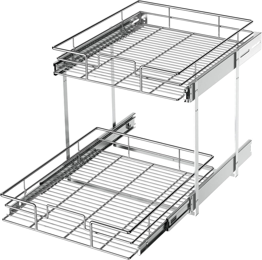 LOVMOR 2 Tier Individual Pull Out Cabinet Organizer 20" W x 21" D, ...