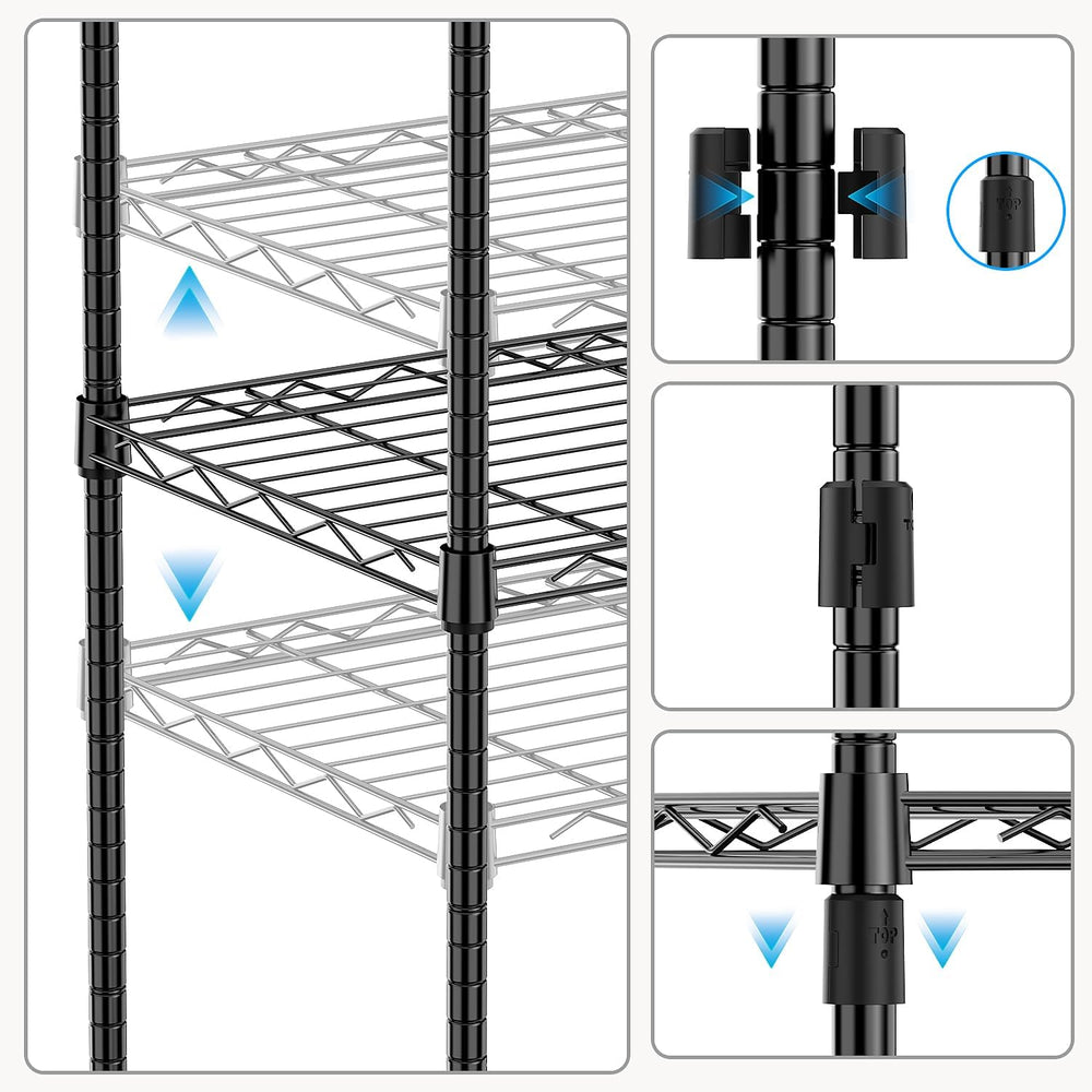 M MZG 1250 lbs 5 Tier Shelf Metal Storage Shelves Wire Rack Closet Organizers...
