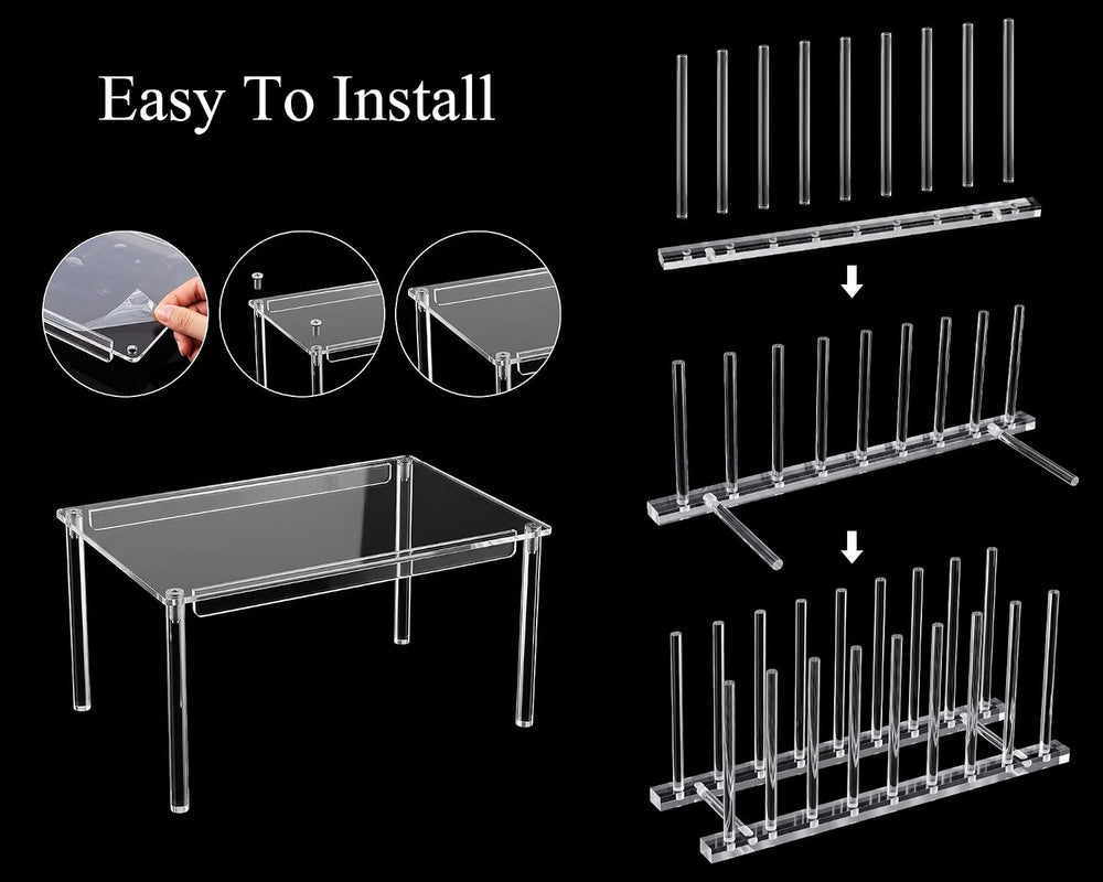 Marsui 4 Pcs Kitchen Organizer Accessories Set for Cabinet, Clear, Acrylic