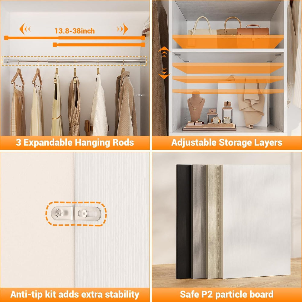 Homieasy 96 Inches Closet Organizer System, 8FT Customizable Walk In Closet O...