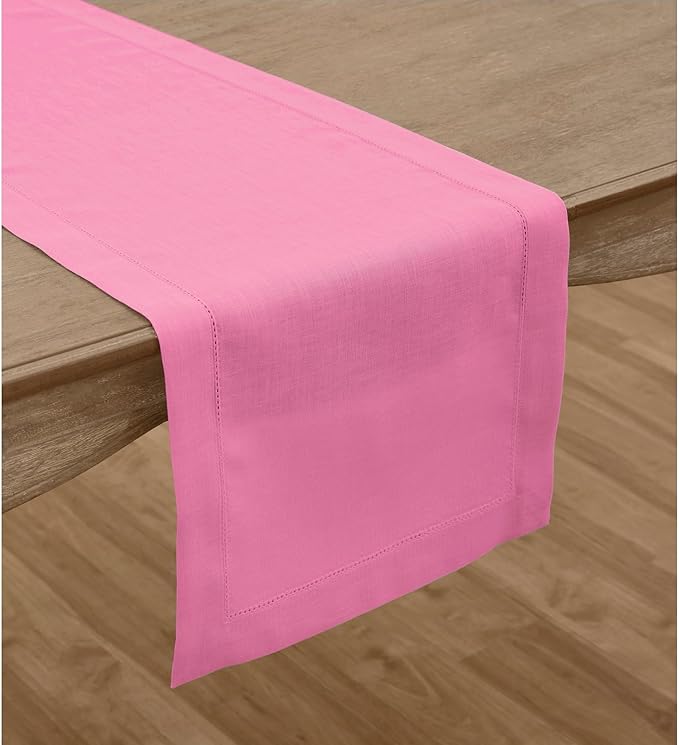 Solino Home Linen Flamingo Pink Table Runner 144 Inches Long - 100% Pure Line...