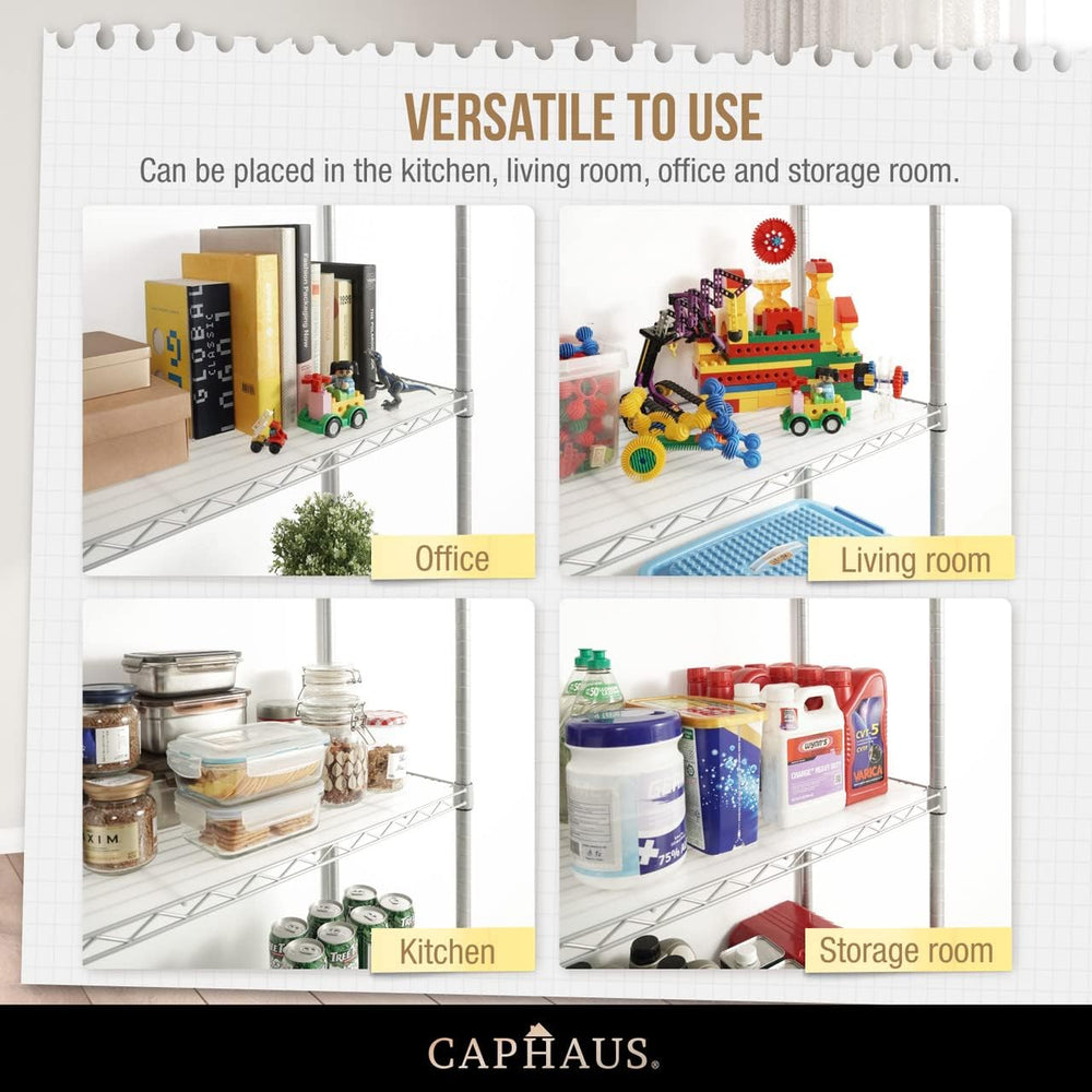 CAPHAUS NSF Heavy Duty Wire Shelving w/Wheels, Leveling Feet & Liners, St...