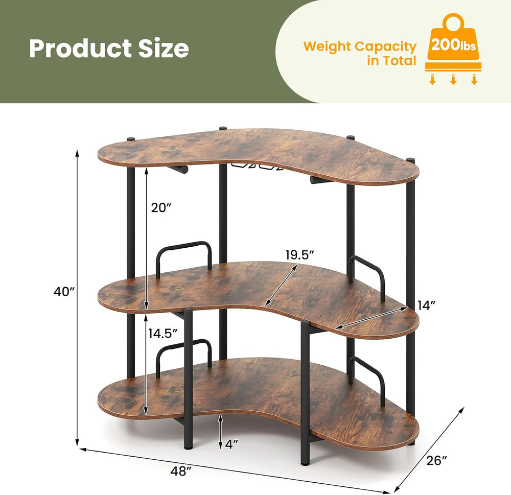 GIANTEX 3-Tier Bar Table, 48"x26"x40" Corner Cabinet, Liquor H...