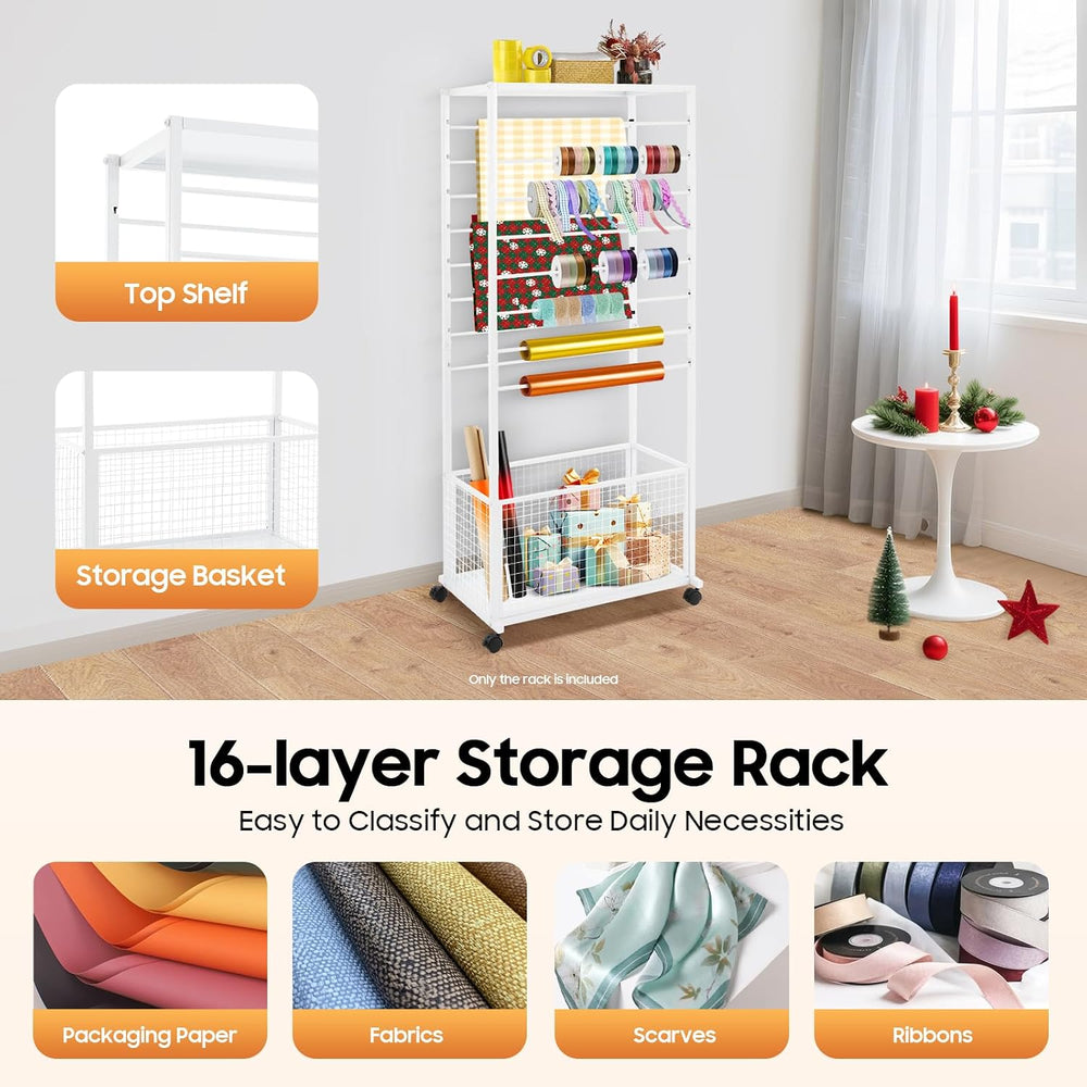 YIYIBYUS Ribbon Holder Organizer Rack, Double-Sided 16-Layer Ribbon Storage/H...