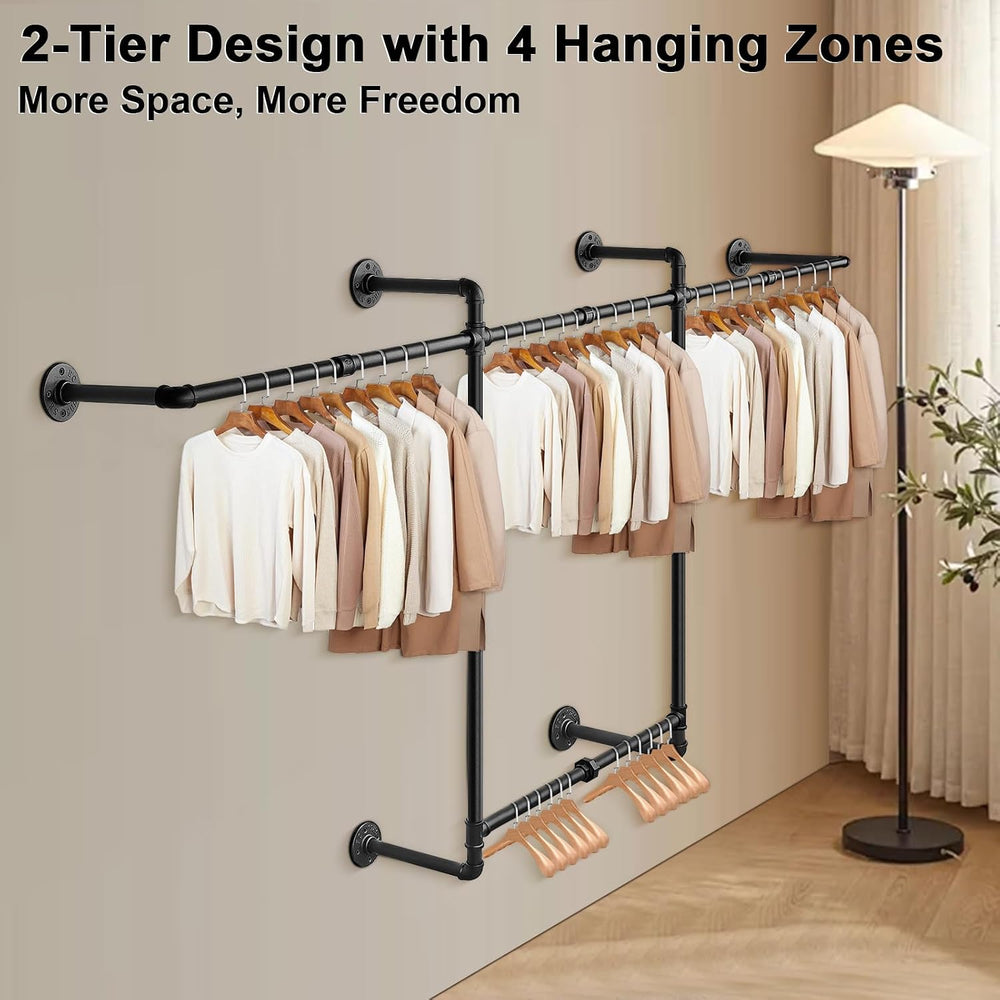Livabber Industrial Pipe Clothes Rack, Heavy Duty Detachable Iron Garment Rac...
