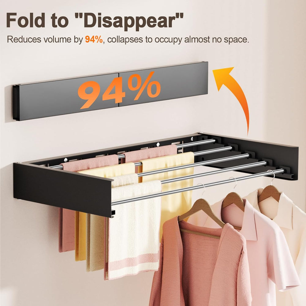 Wall Mounted Clothes Drying Rack Folding Indoor, Foldable Laundry Drying Rack...