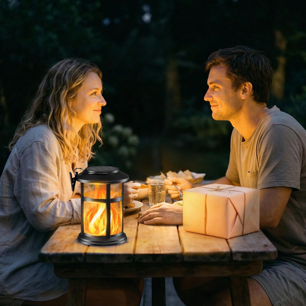 Otdair Solar Lanterns Outdoor Waterproof with Flickering Flame, 4 Pack