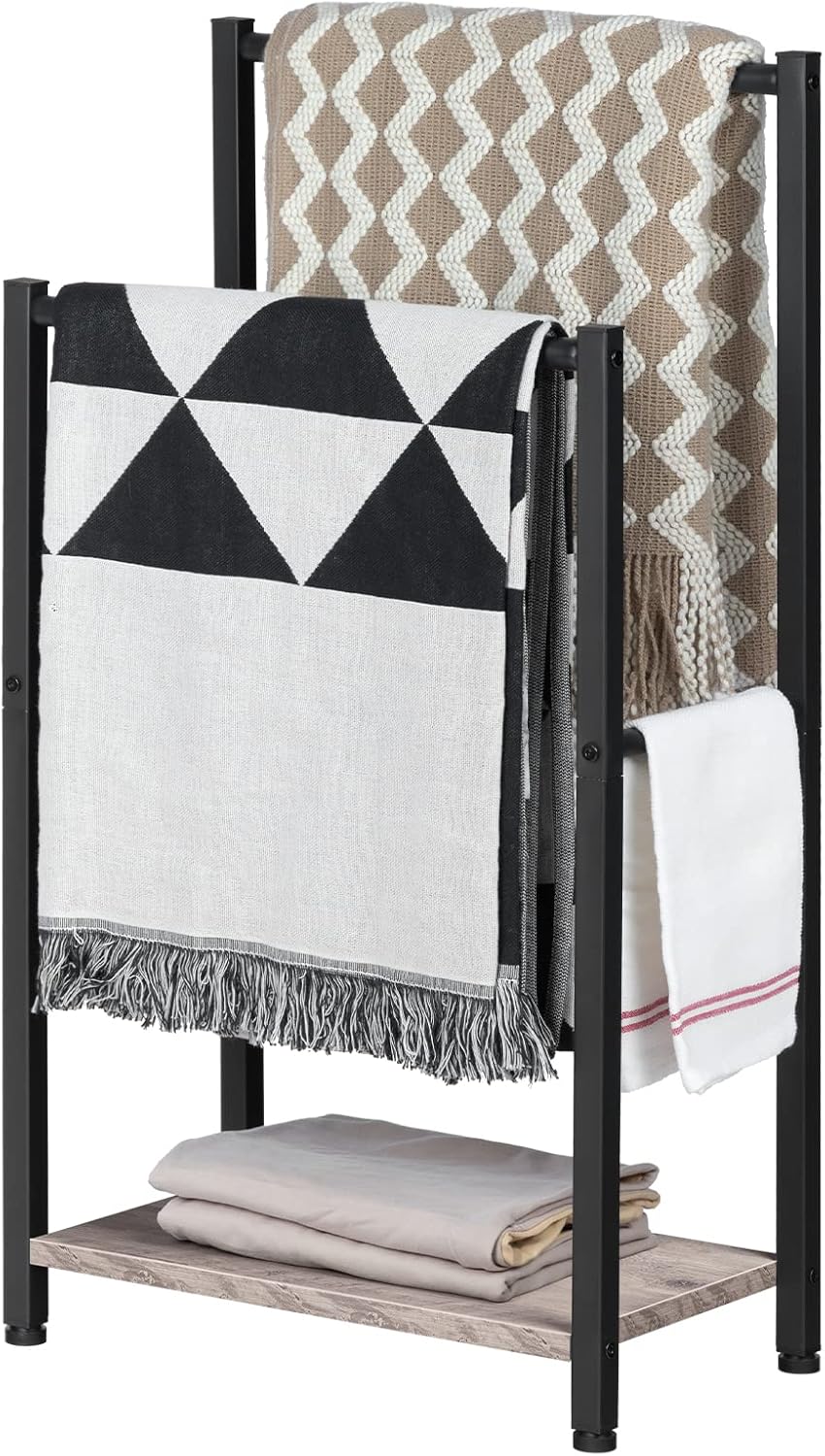 HOOBRO Freestanding Towel Rack, 2 Tier Blanket Ladder Holder for Bathroom, 16...