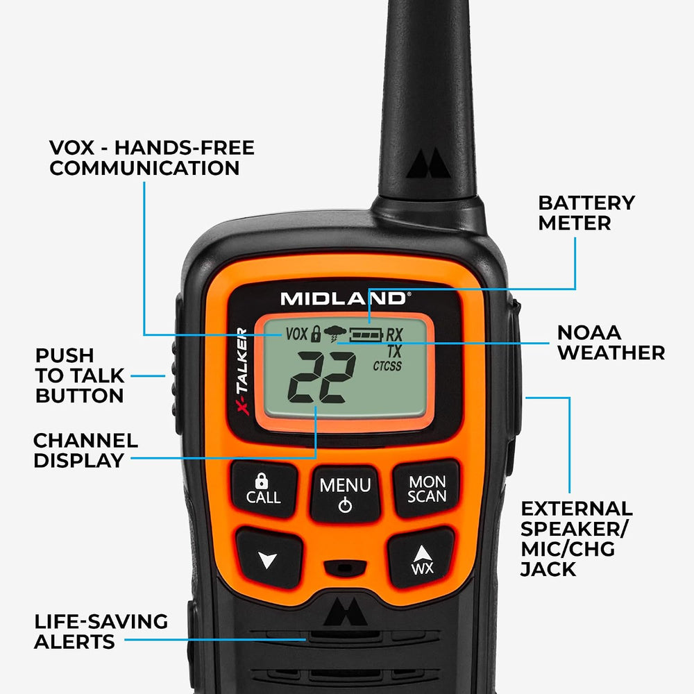 Midland T51VP3 X-Talker FRS Walkie Talkie, Orange, 2 Pack