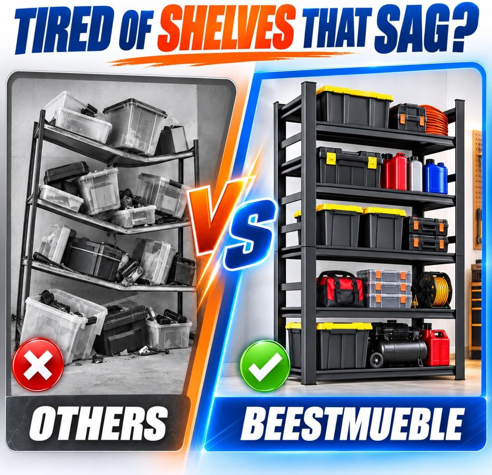 3000LBS Garage Shelving, 5-Tier Adjustable Metal Storage Shelves Unit with Sa...