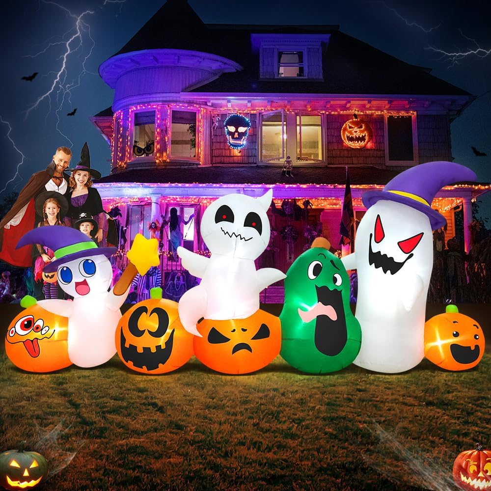 8 FT Halloween Inflatables Blow up Outdoor Decoration, Inflatable Ghost with ...