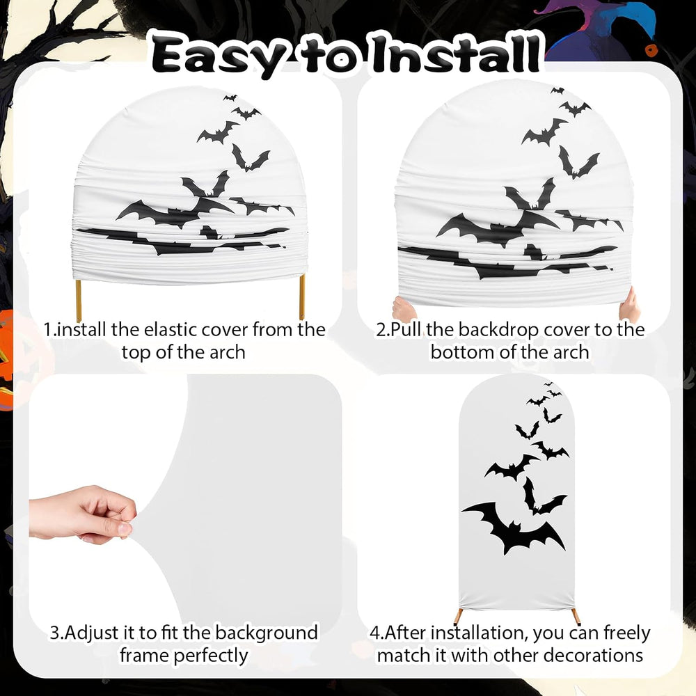 3 Pack Halloween Arch Backdrop Covers Grimace Stretch 4 5 6ft