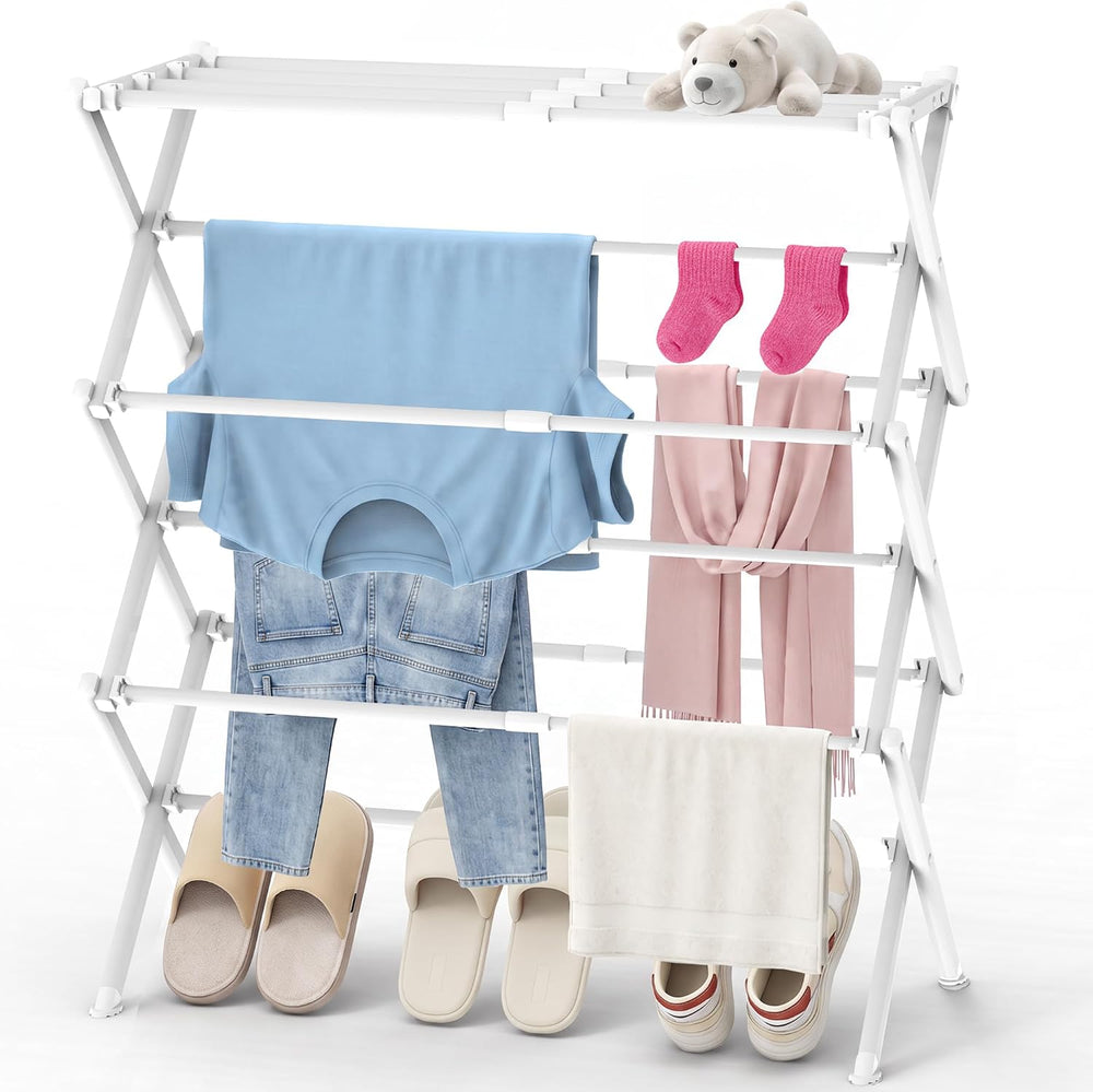 Foldable Clothes Drying Rack Heavy Duty Easy Install, White