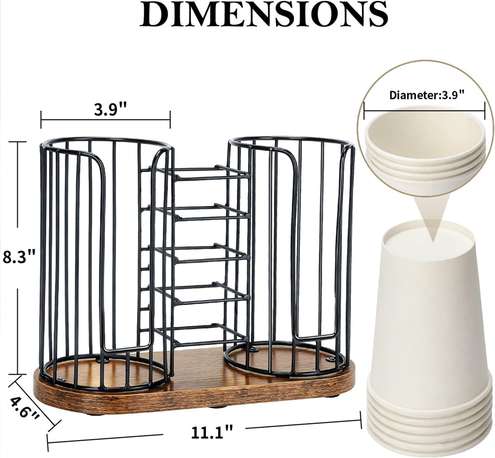 Coffee Cup Holder, 3-in-1 Disposable Cup, Straw & Lid Organizer