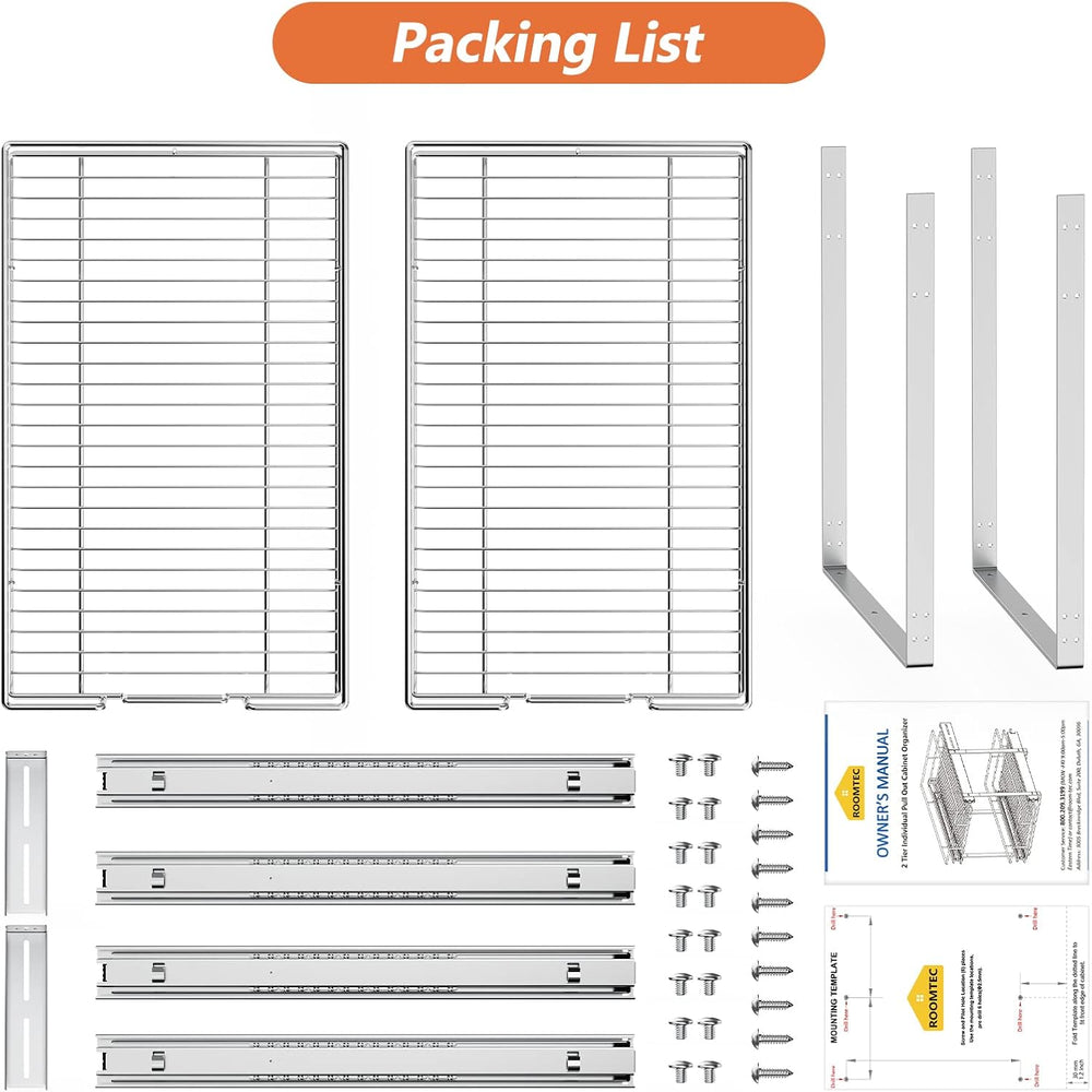 ROOMTEC Individual Pull Out Cabinet Organizer (12½" W x 21½" D), 2 ...