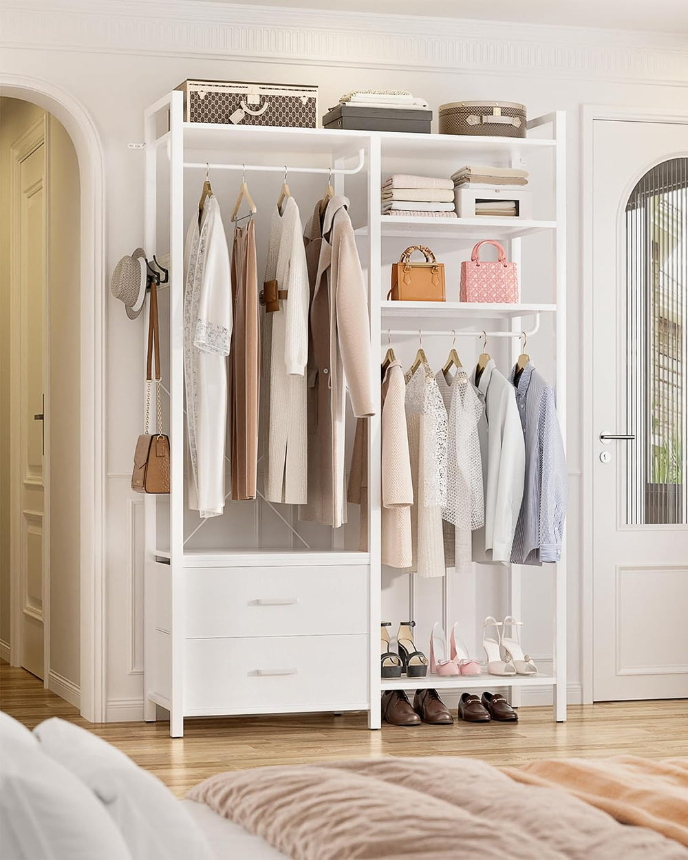 78.7'' Clothes Rack for Hanging Clothes - Reversible Clothing Rack wi...