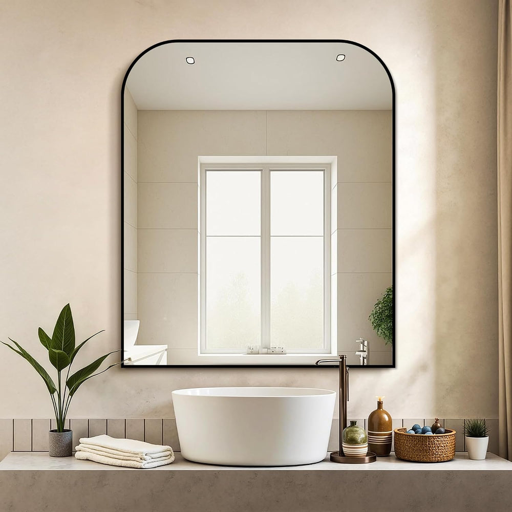36"x30" Black Metal Framed Bathroom Mirror for Over Sink