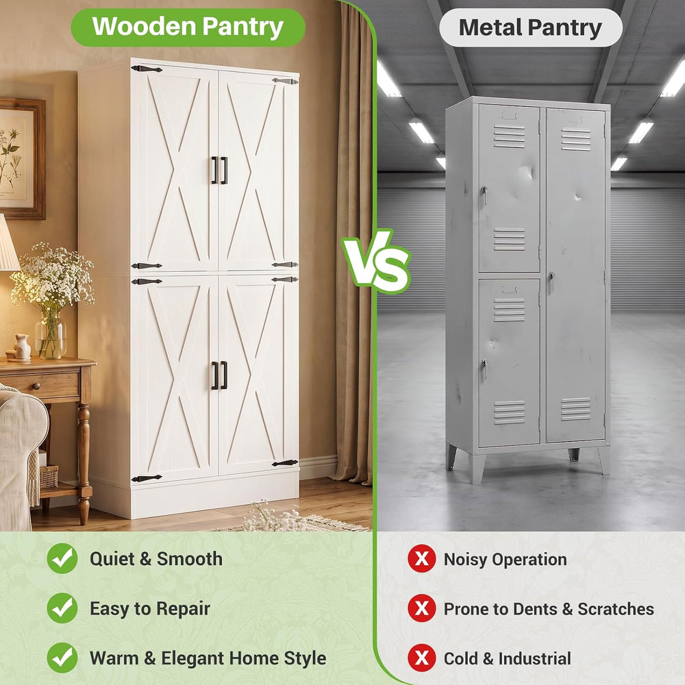 Unikito 71"H Kitchen Pantry Storage Cabinet with Shelves & Drawers, ...