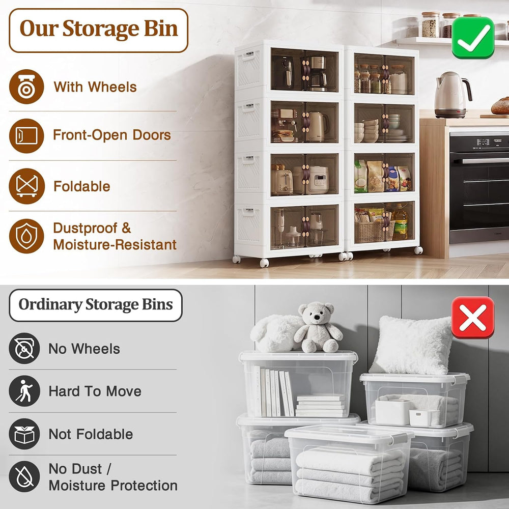 4Tier 428QT Stackable Storage Bins With Lids Closets, 4 Pack, White