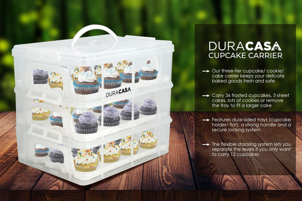 Cupcake Carrier, Cupcake Holder | Premium Upgraded Model Holds Cupcakes Stead...