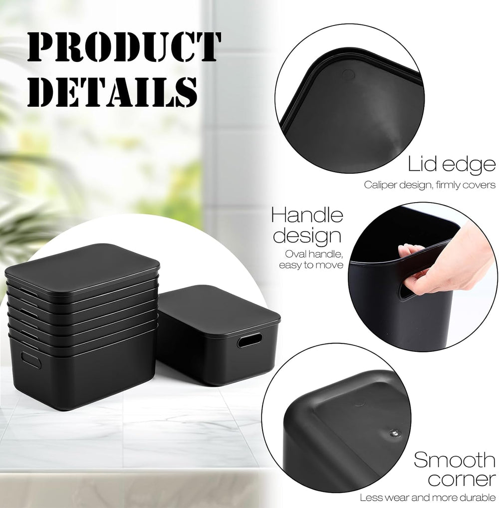 Hoolerry 8 Pieces Storage Bins, 13.8 x 9.8 x 5.9 Inch, Black