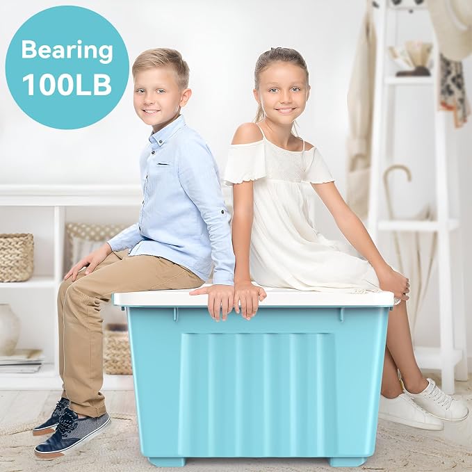 Nazhura 97 Quart Plastic Storage Bin, Stackable and Nestable Storage Boxes (6...
