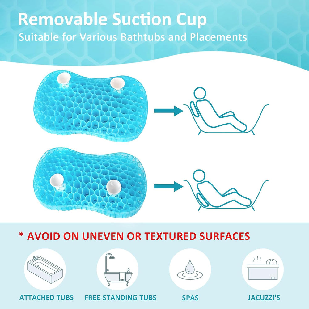 Sunlit Bath Jello Gel Bath Pillows, Lumbar Pillow for Bathtub, Back Support P...