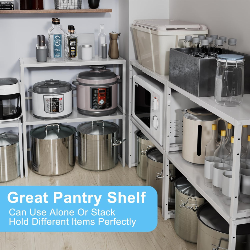 Expandable Kitchen Storage Shelves,110LBS Heavy Duty Metal Shelving Units and...