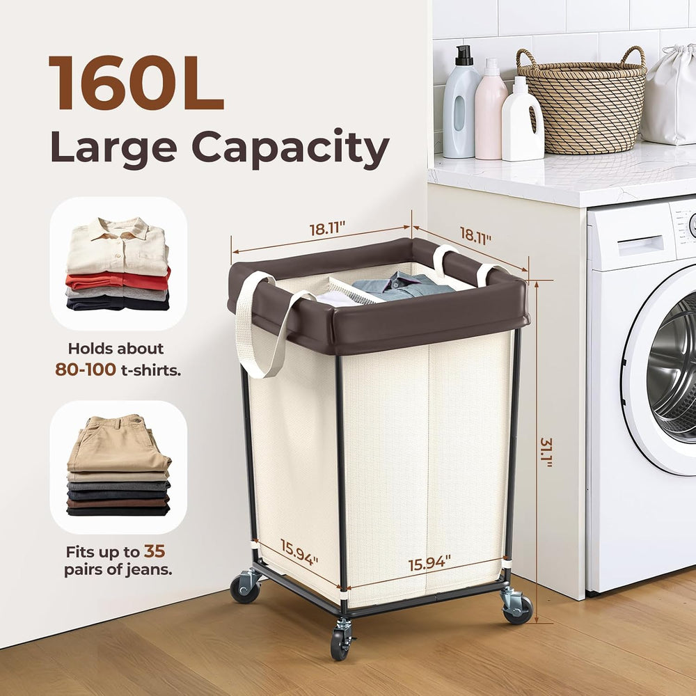 160L Rolling Laundry Basket with Wheels, Rolling Laundry Hamper with Wheels
